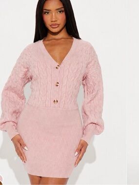 Double Zero (fashion nova) Light Pink Cable Knit Sweater